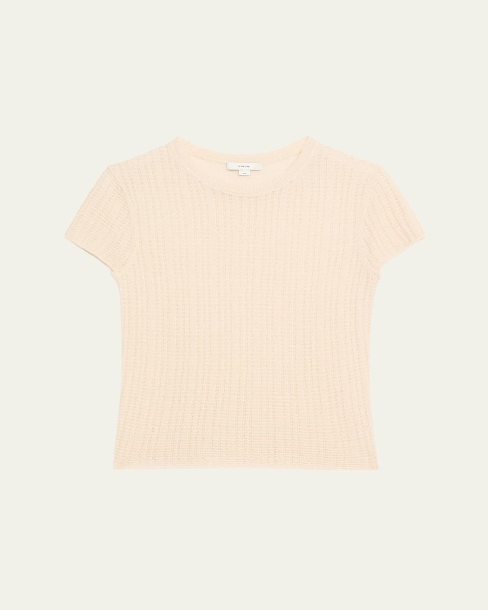 Crewneck Waffle-Knit Top